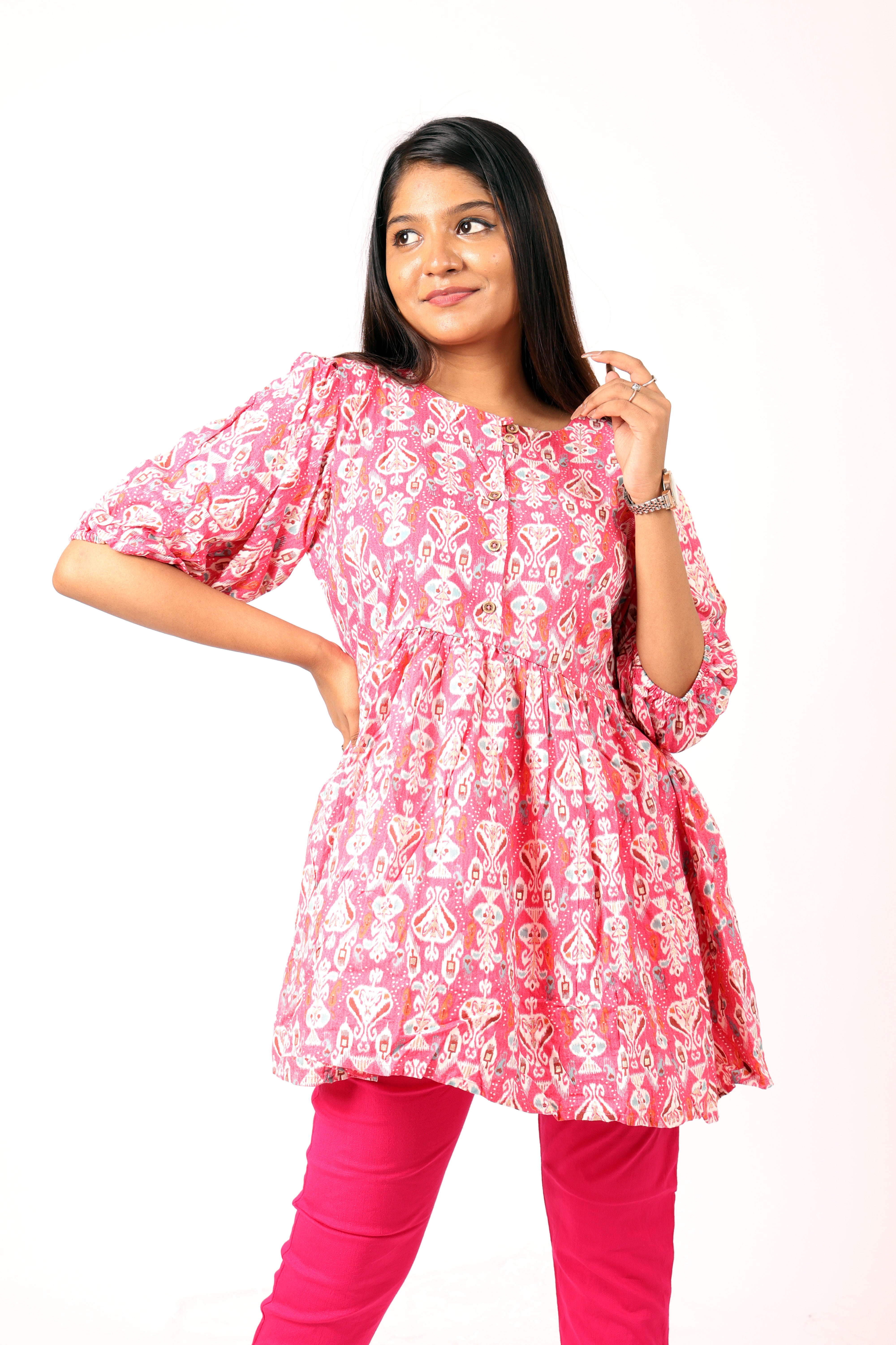 Printed Pink Tunic Top