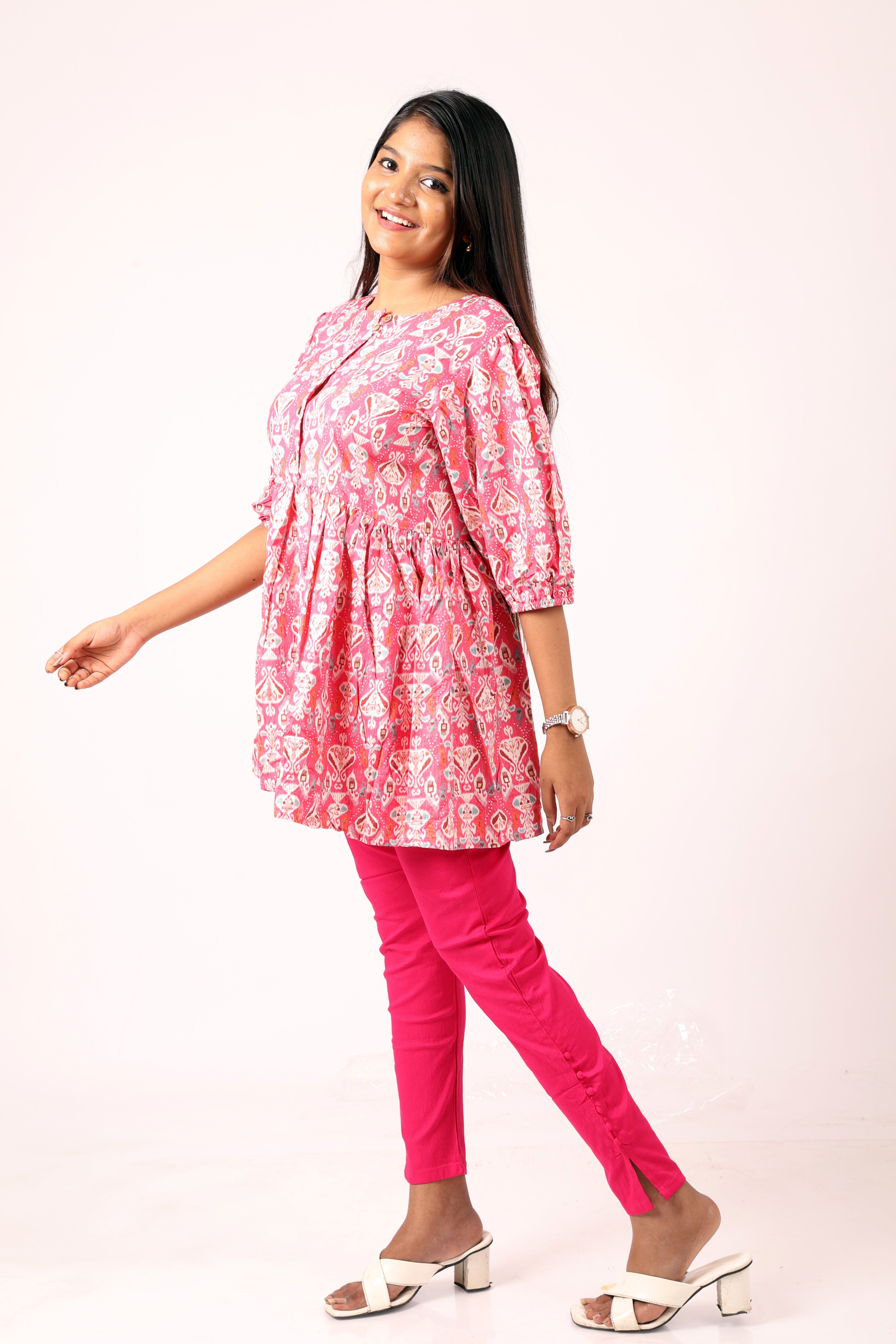 Printed Pink Tunic Top