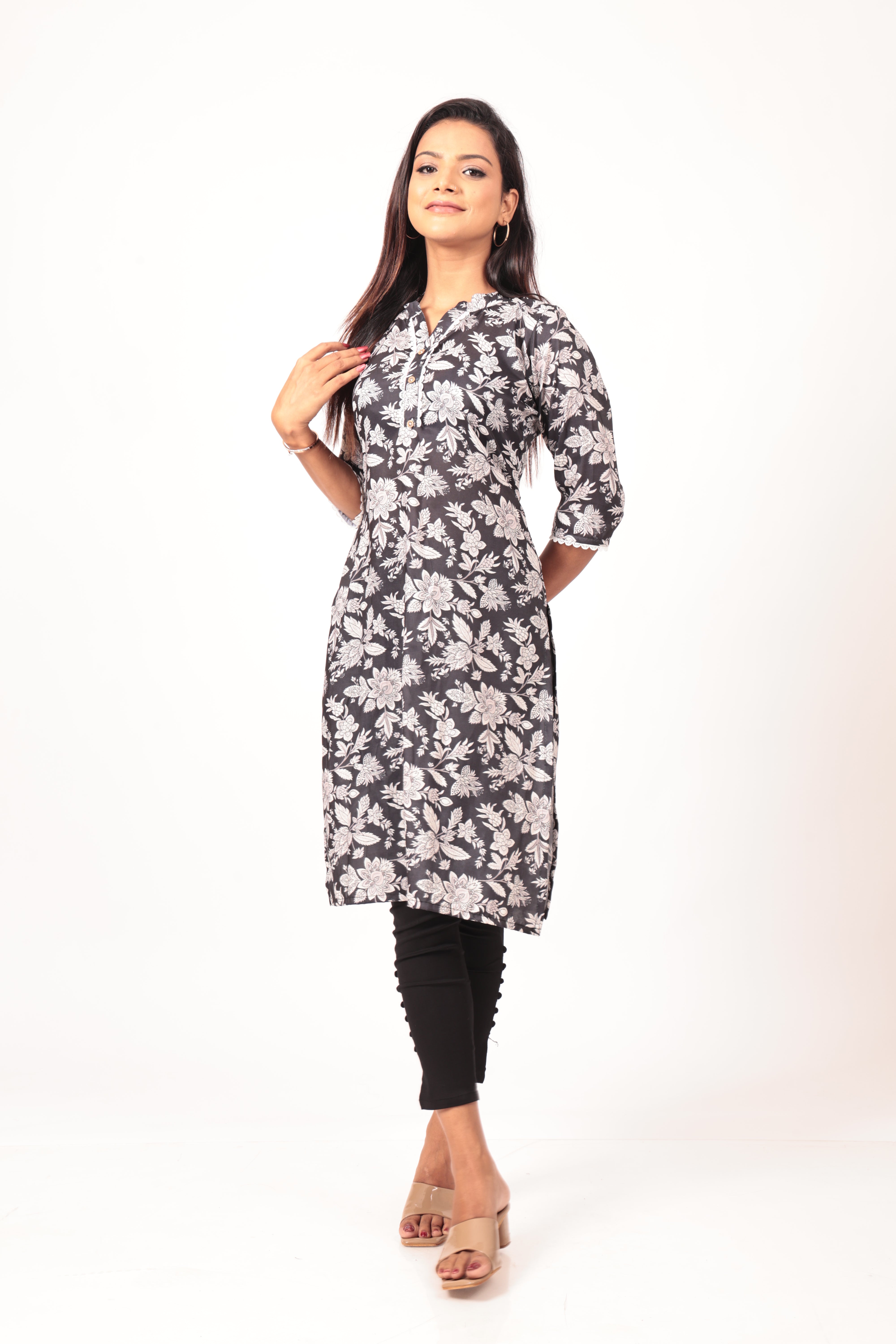 Charcoal black kurta