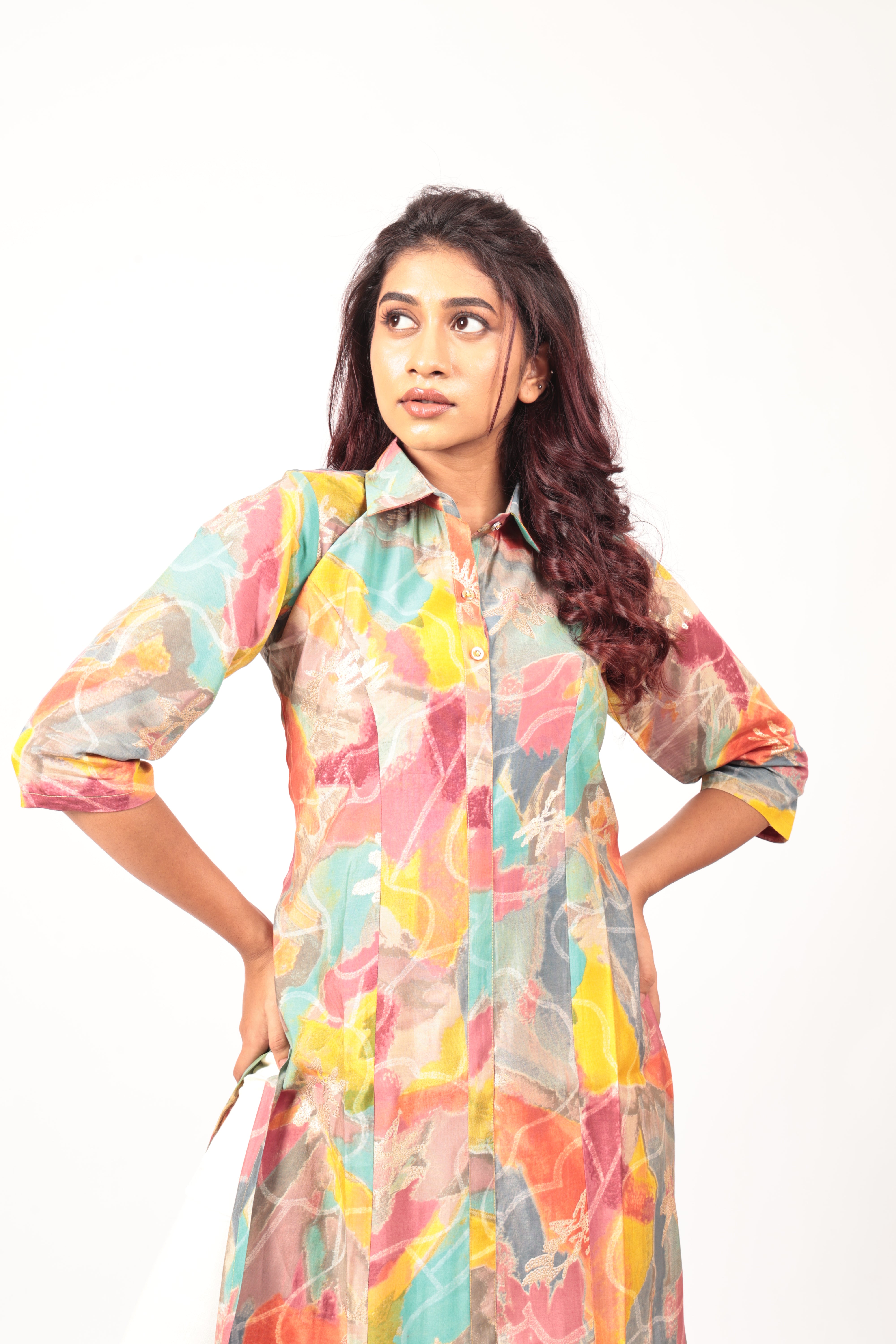 Vivid Multicolored Fusion Kurta