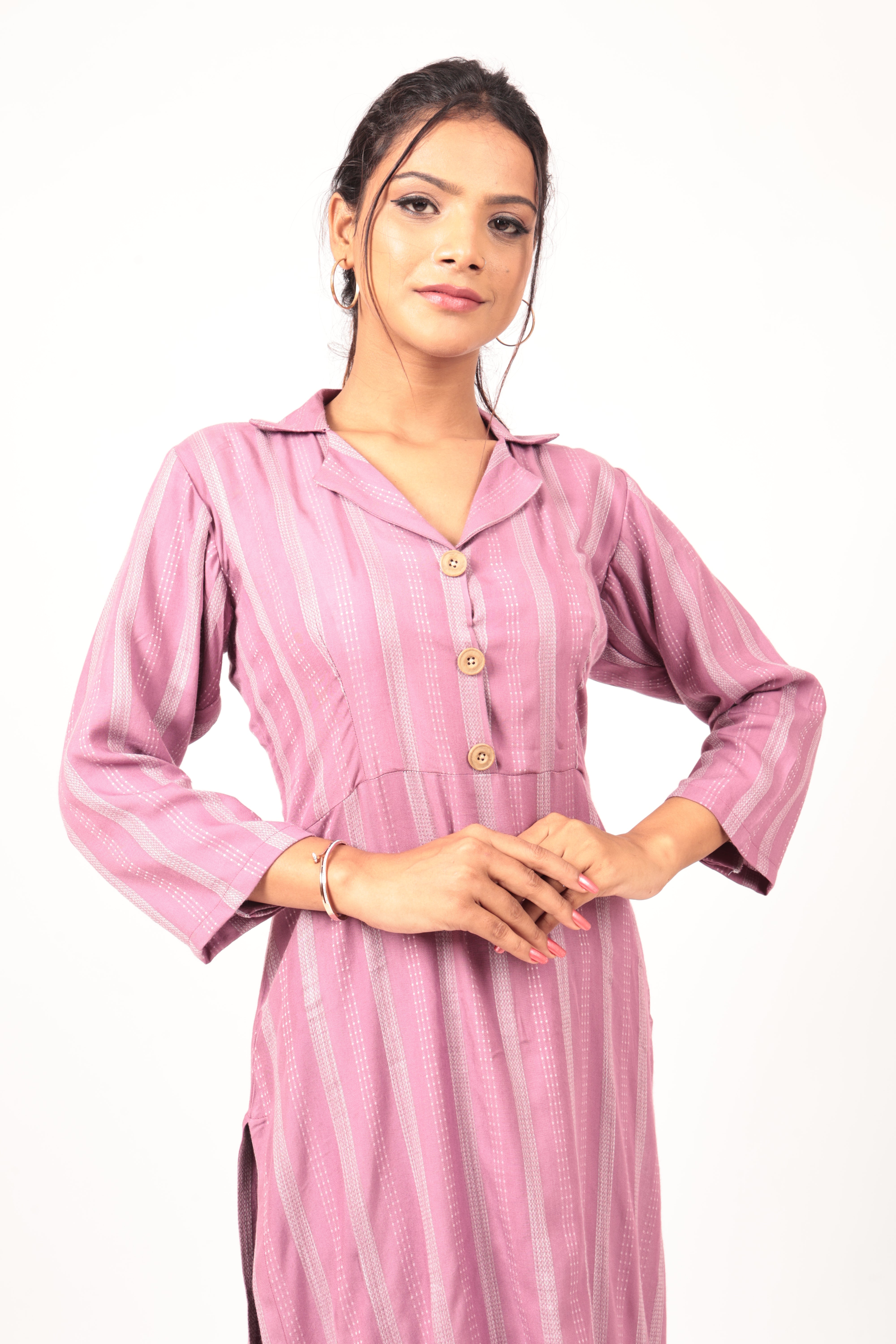 Grey striped kurti