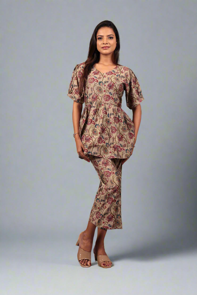 Batik Print V-Neck Set