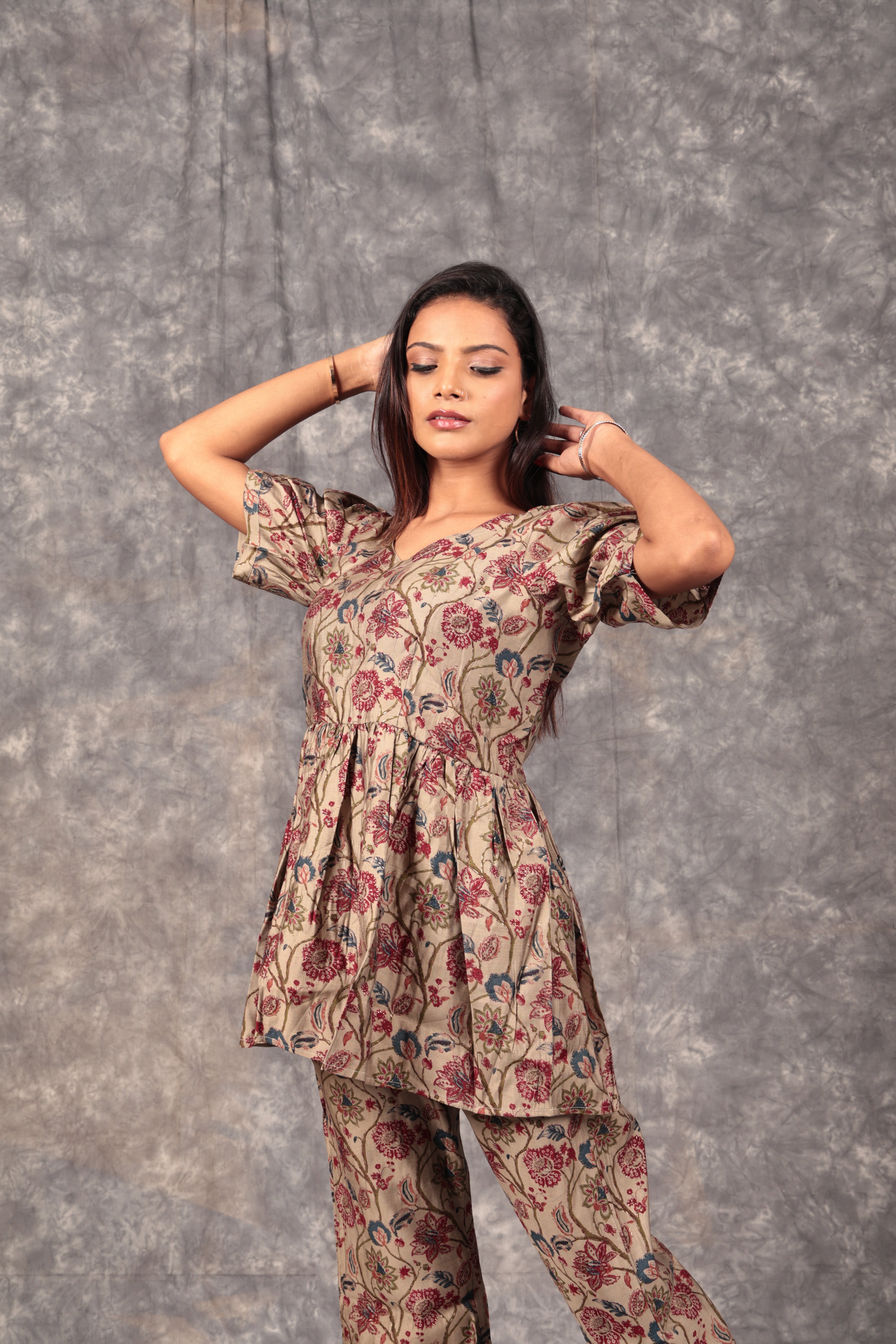 Batik Print V-Neck Set