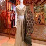 Women's Biege crop top lehenga