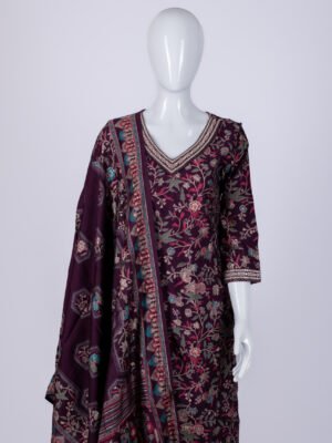 Women's purple floral print kurta set