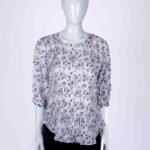 Women's White floral pleated top