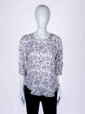 Women's White floral pleated top