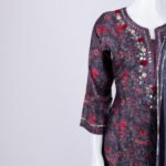 Women's Grey floral print kurta set