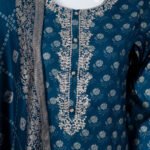 Women's Navy Blue floral print kurta set