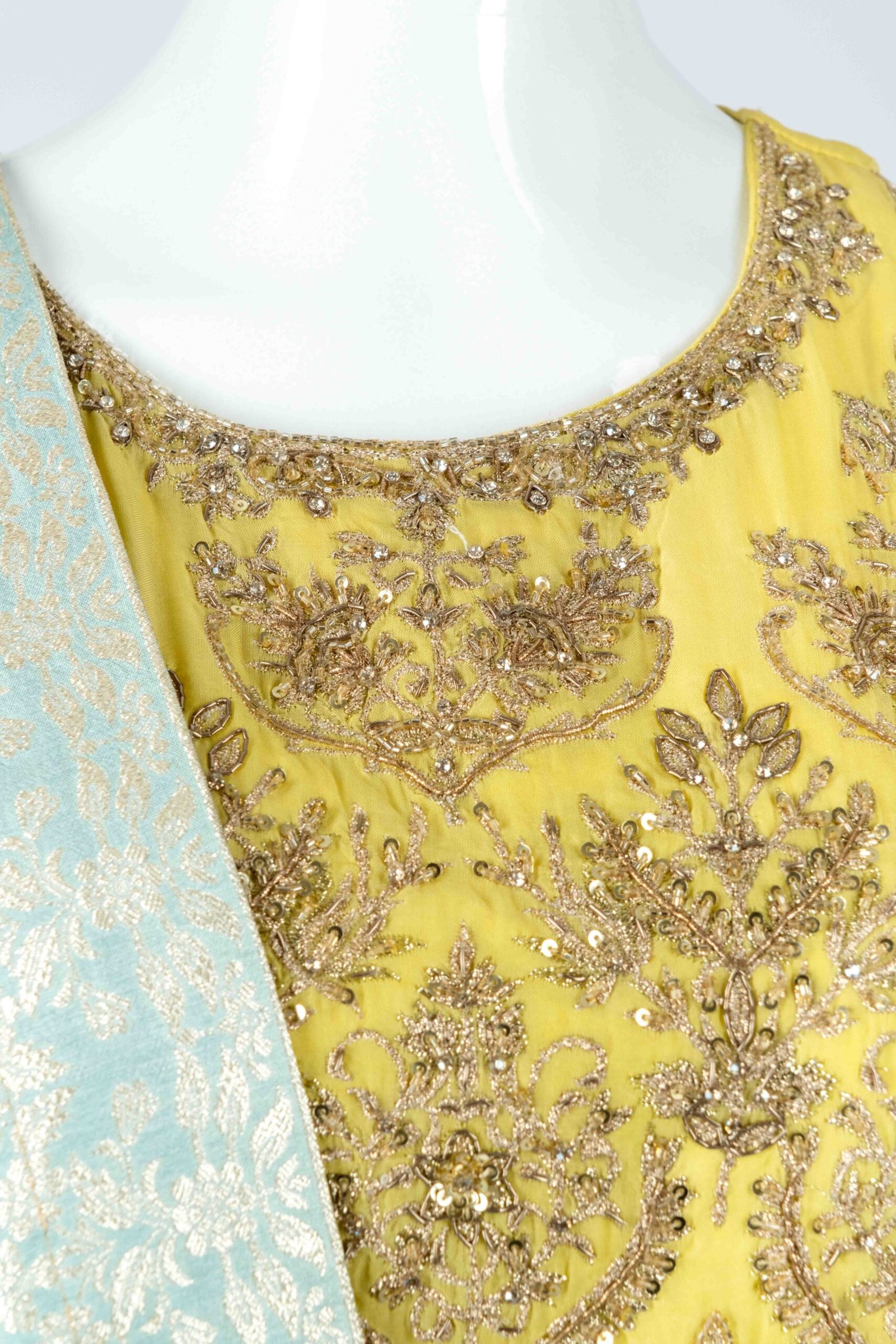 Women's beautiful Yellow anarkali with silver zari dupatta