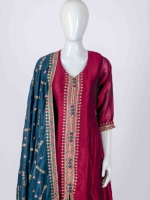 Women's beautiful maroon ethnic embroidered salwar set