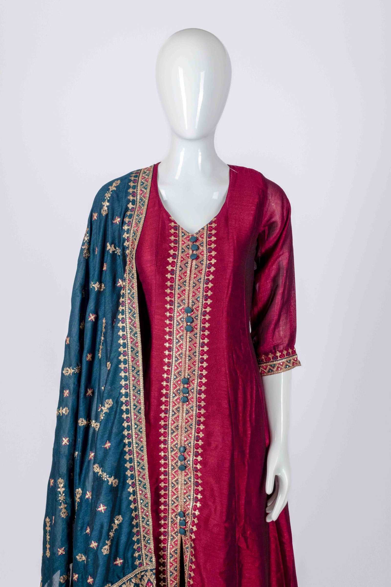 Women's beautiful maroon ethnic embroidered salwar set