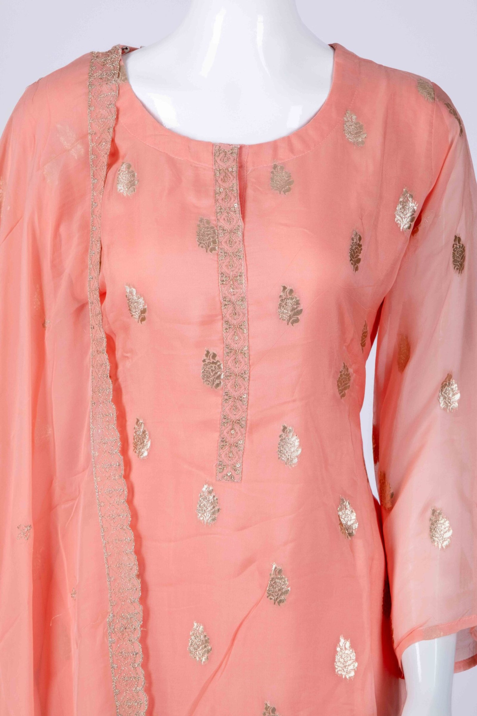 Women's Peach ethnic kurta sharara set