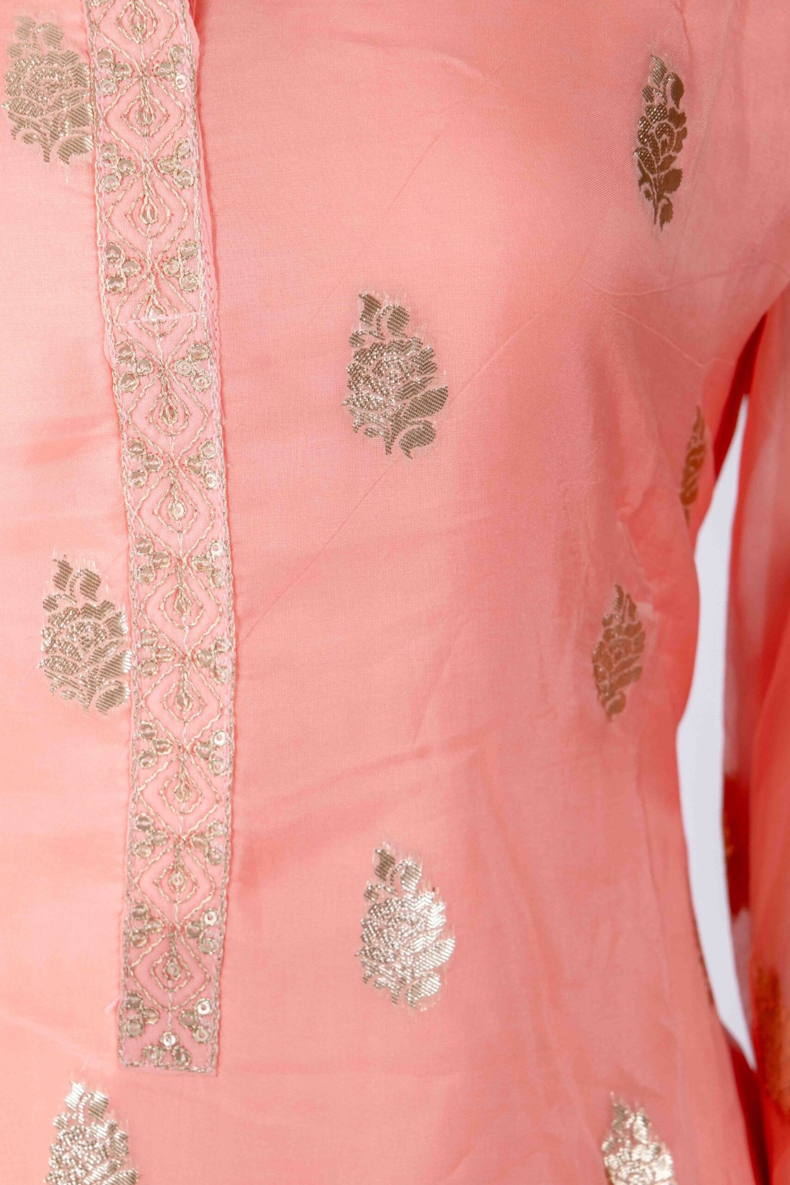 Women's Peach ethnic kurta sharara set