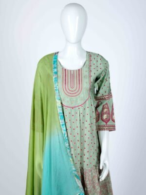 Women's Green ethnic print kurta set