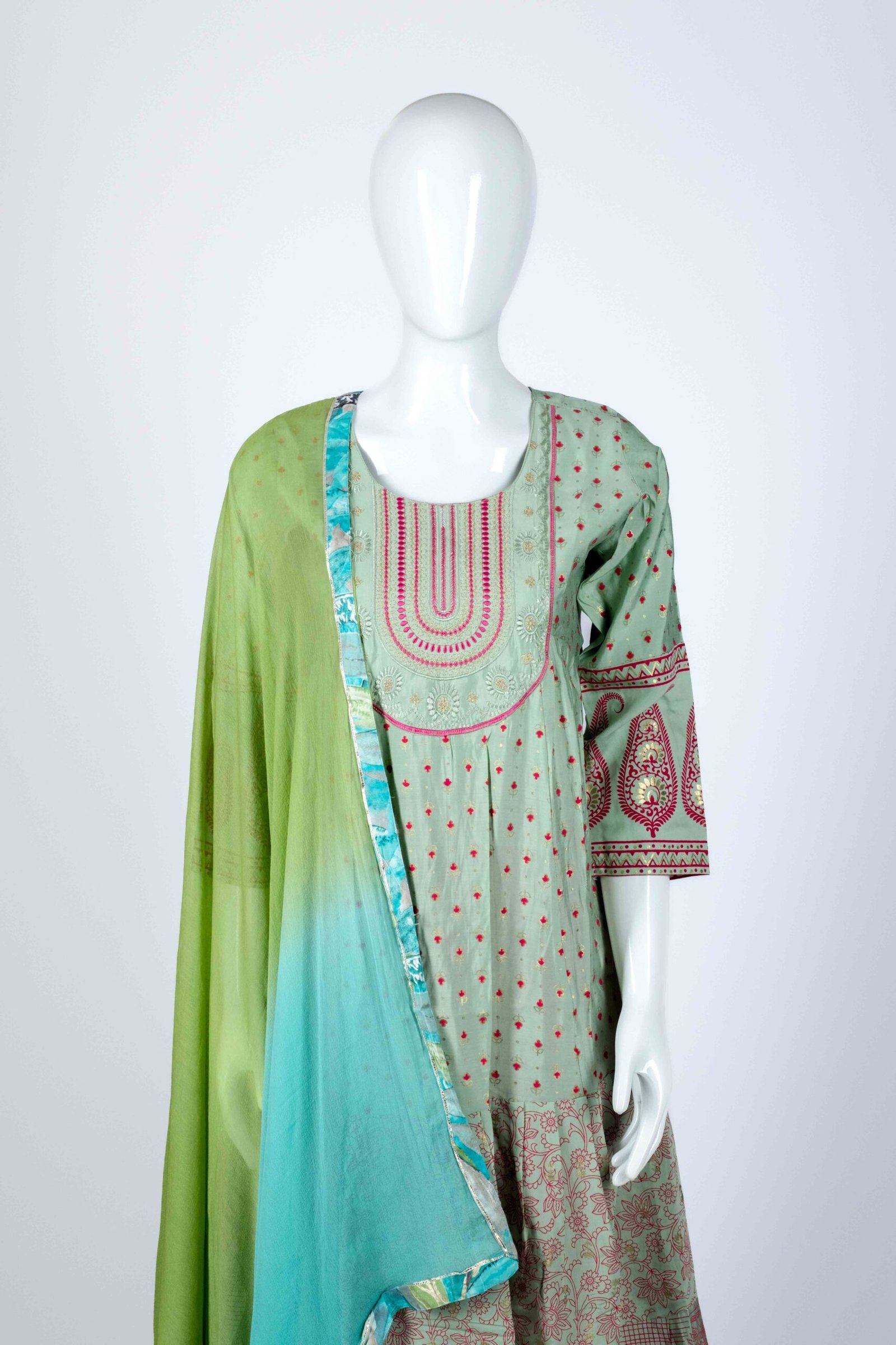 Women's Green ethnic print kurta set