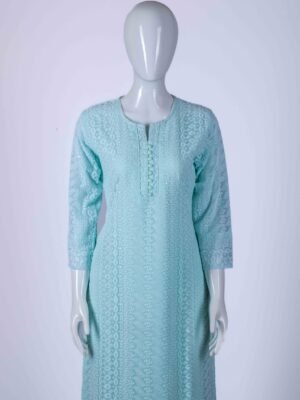 Women's Sky Blue traditional chikankari kurta set