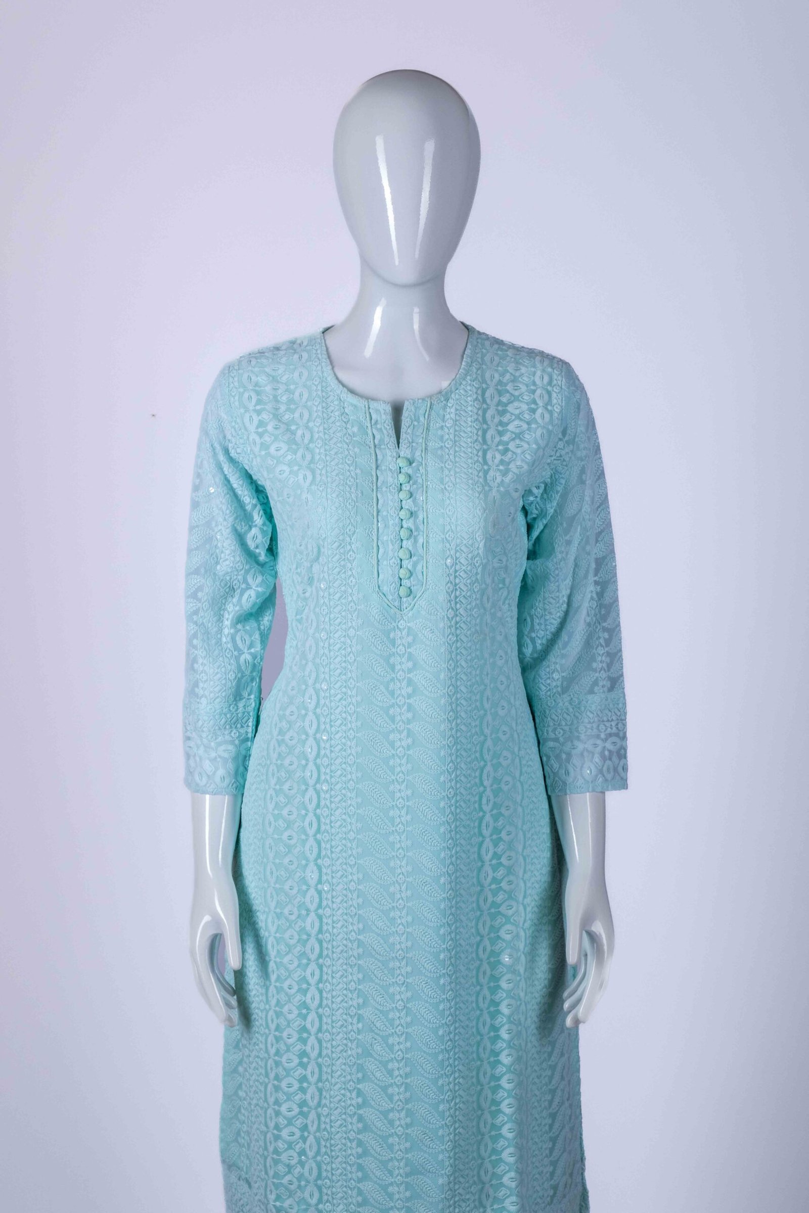 Women's Sky Blue traditional chikankari kurta set