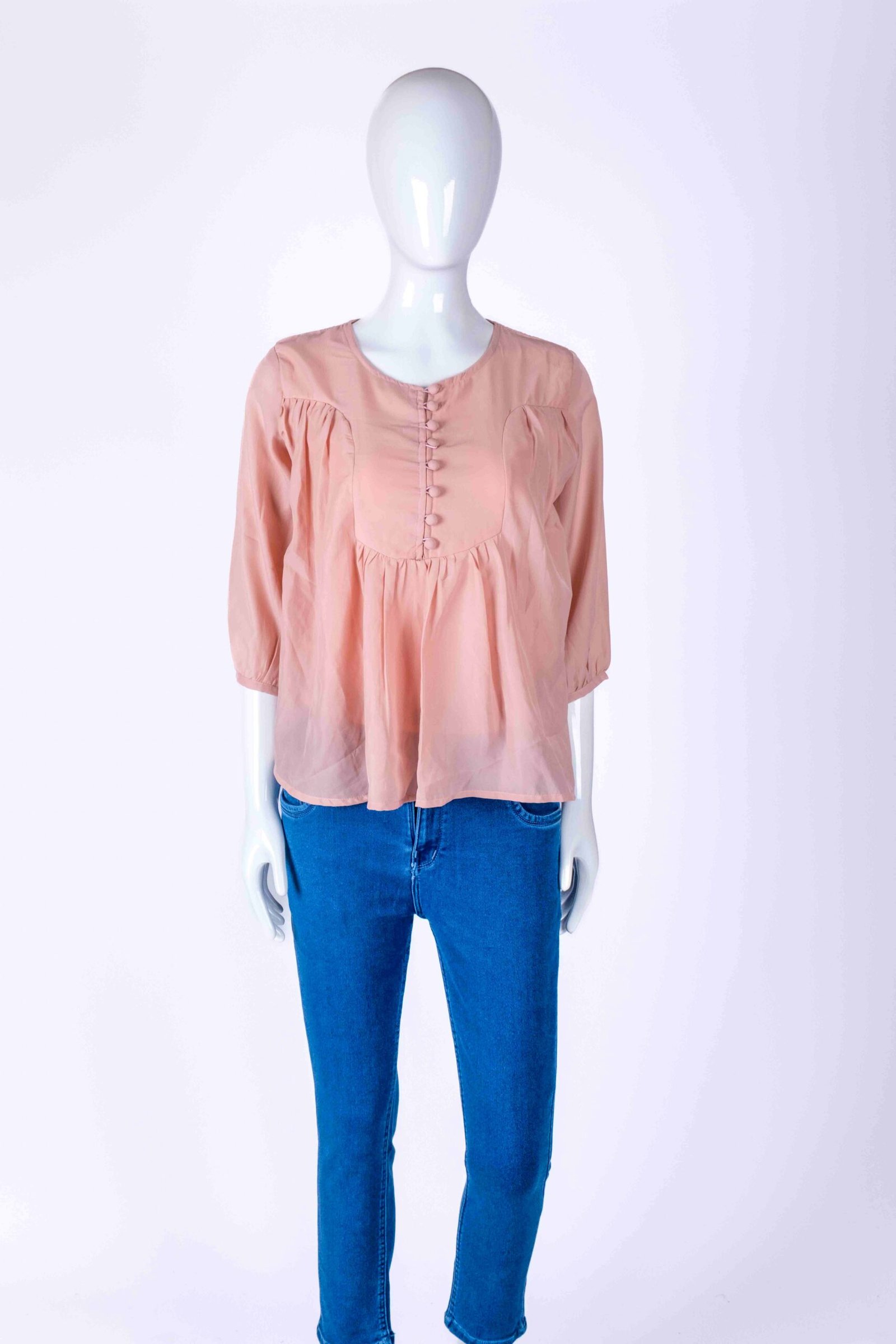 Women's Peach Solid Tunic Top