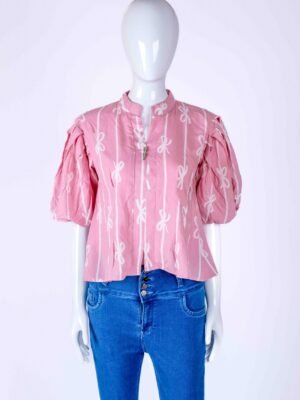 Women's Pink bow print top