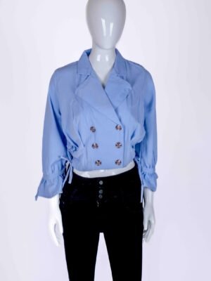 Women's Blue solid blazer top