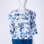 Women's Blue abstract floral print top