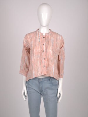 Women Peach irregular stripe shirt top