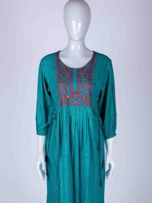 Women's Teal floral printed kurta