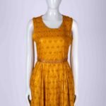 Women's sleeveless Mustard Yellow floral printed kurta