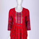 Women's Red ethnic printed kurta top