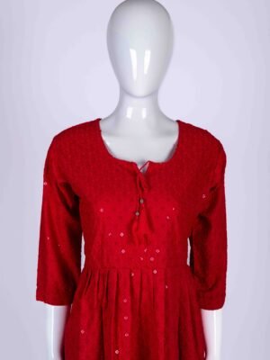 Women's Red embroidered kurta