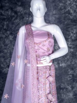 Semi-stitched Lavender lehenga set