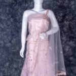 Semi-stitched Pastel Pink lehenga set with stone work