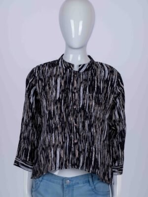 Women Black irregular stripe shirt top