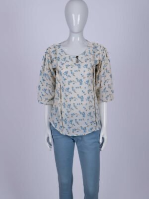 Women White floral print top