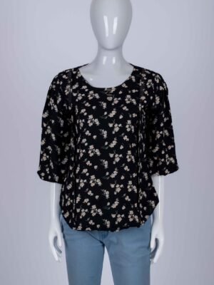 Women Black floral print top