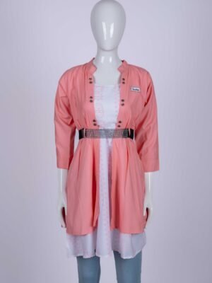 Women Pink overcoat long top/ midi dress