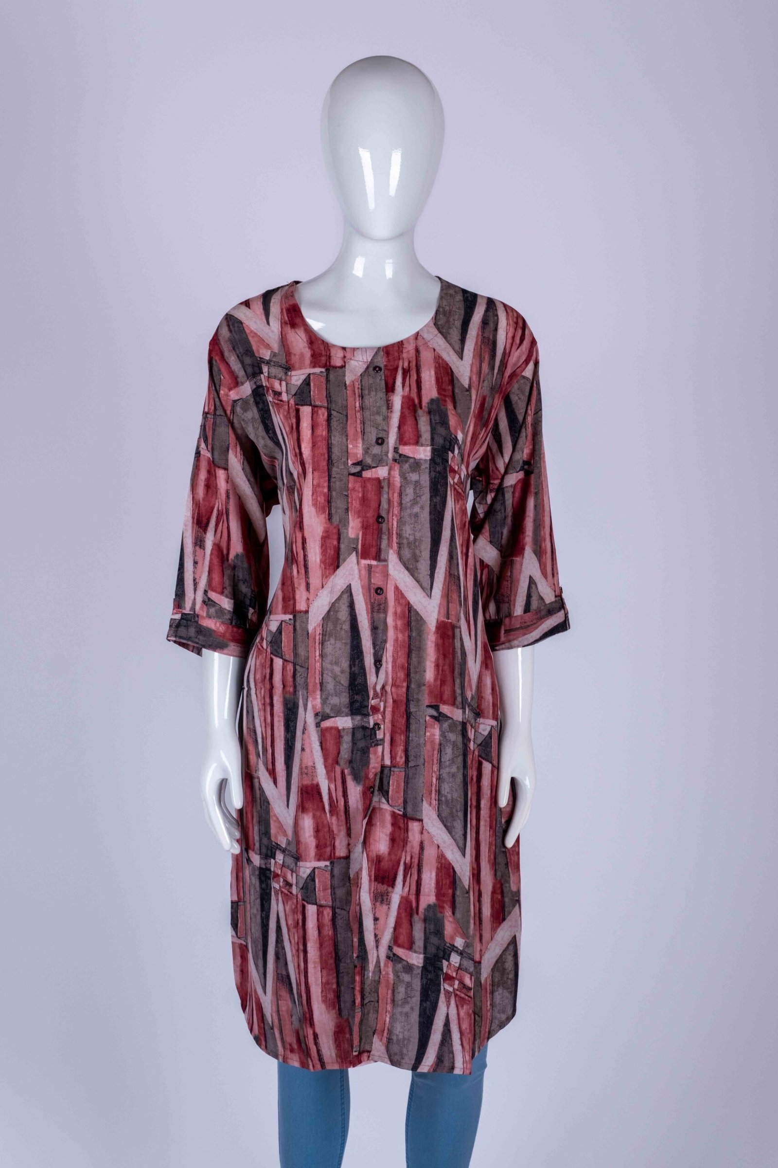 Women Maroon Abstract Print Kurta top