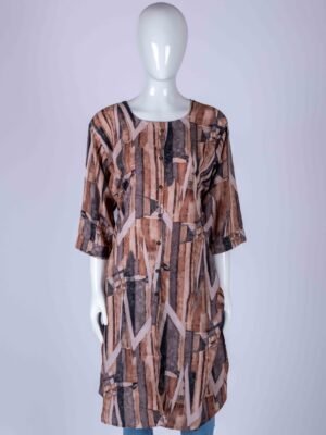 Women Brown Abstract Print Kurta top