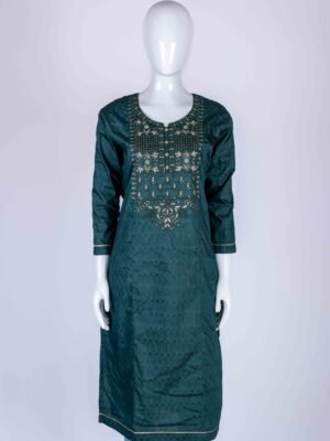 Women Blue floral embroidered kurta