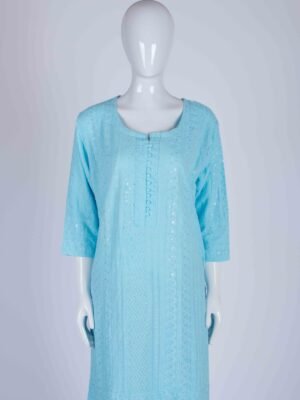 Women Sky Blue chikankari kurta