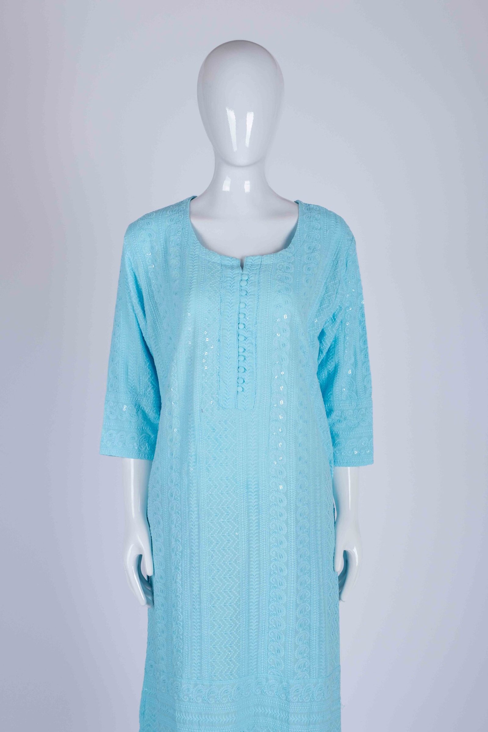 Women Sky Blue chikankari kurta