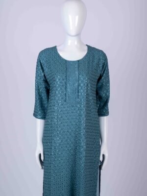 Women's Teal classic chikankari kurta top