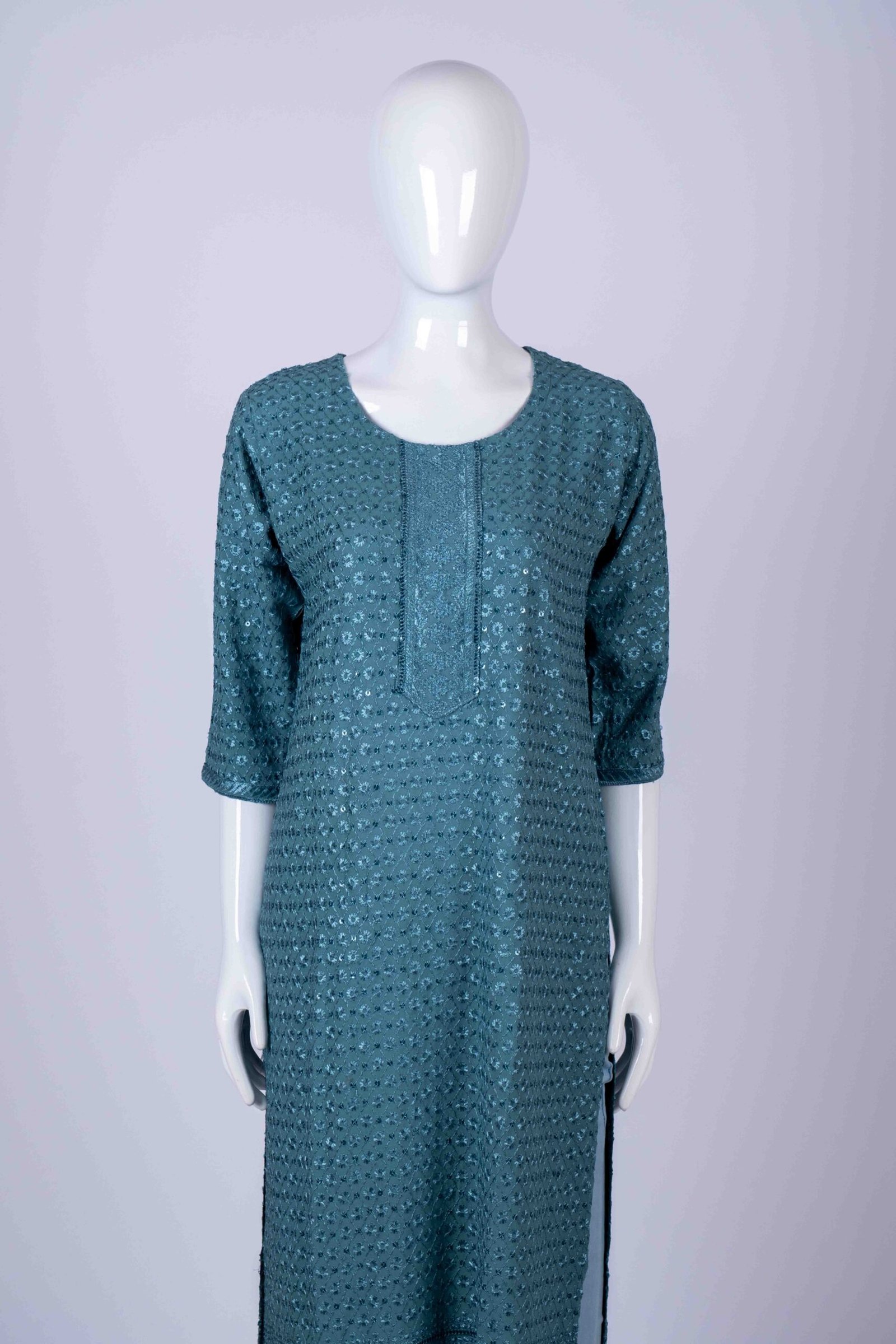 Women's Teal classic chikankari kurta top