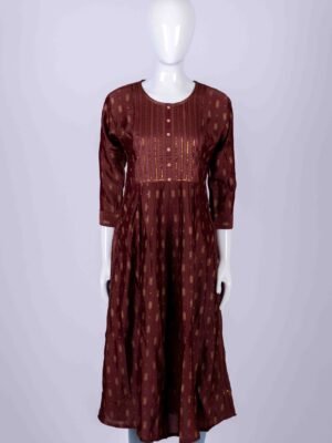 Women's Bronze ethnic printed kurta top with chamki work