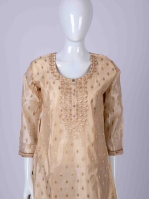 Women's Sandal ethnic printed kurta top with chamki embroidery