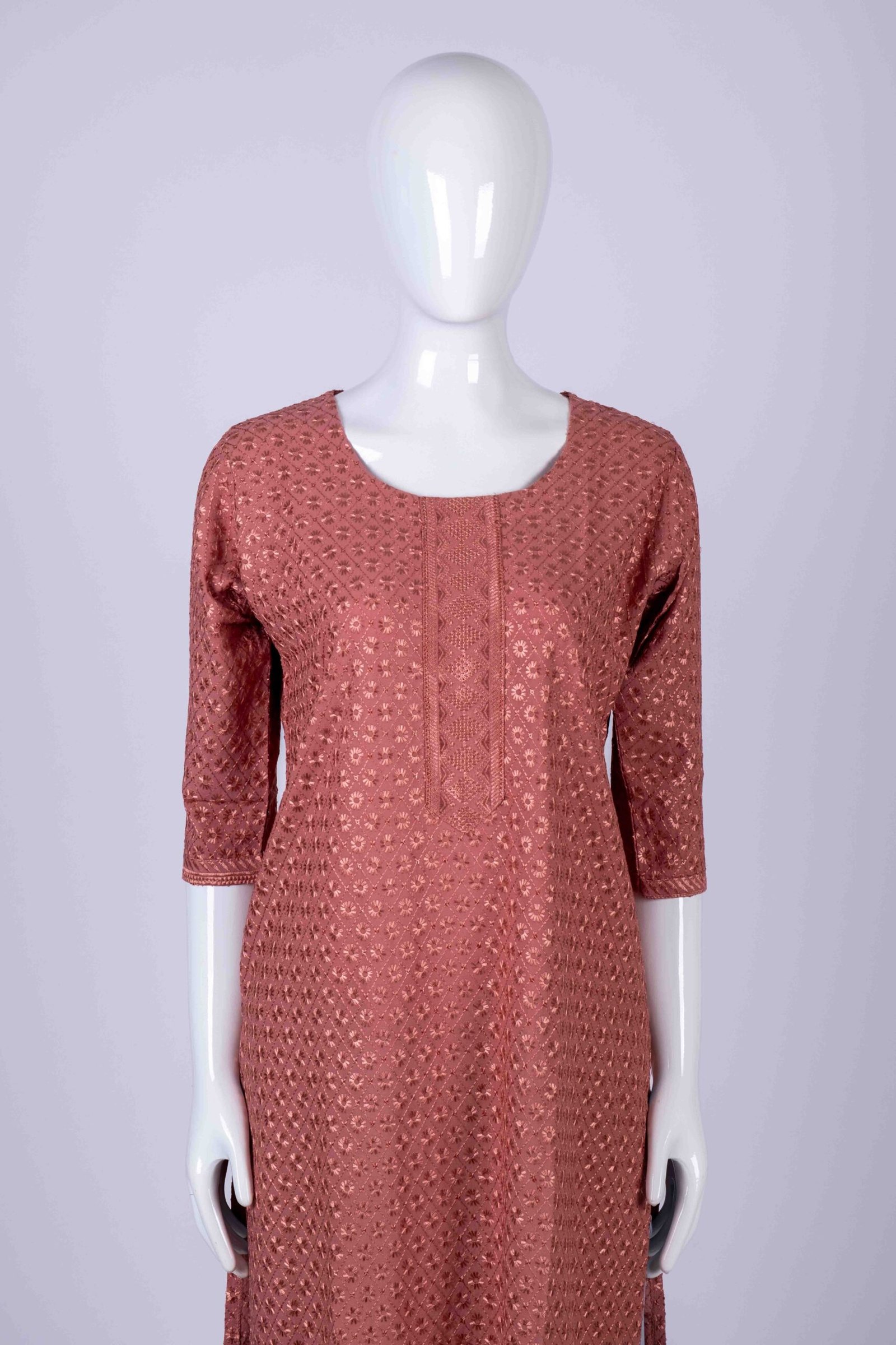 Women's Coral Pink classic chikankari kurta top