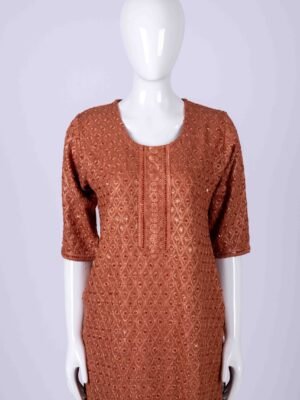 Women's Bronze classic chikankari kurta top