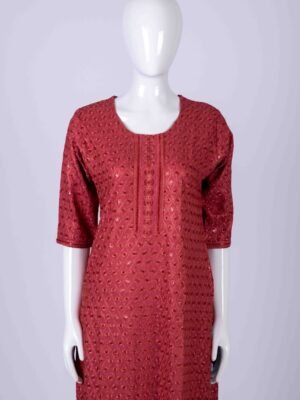 Women's Deep Pink classic chikankari kurta top