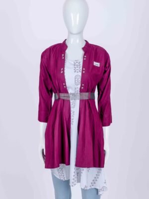 Women Purple overcoat long top/ midi dress